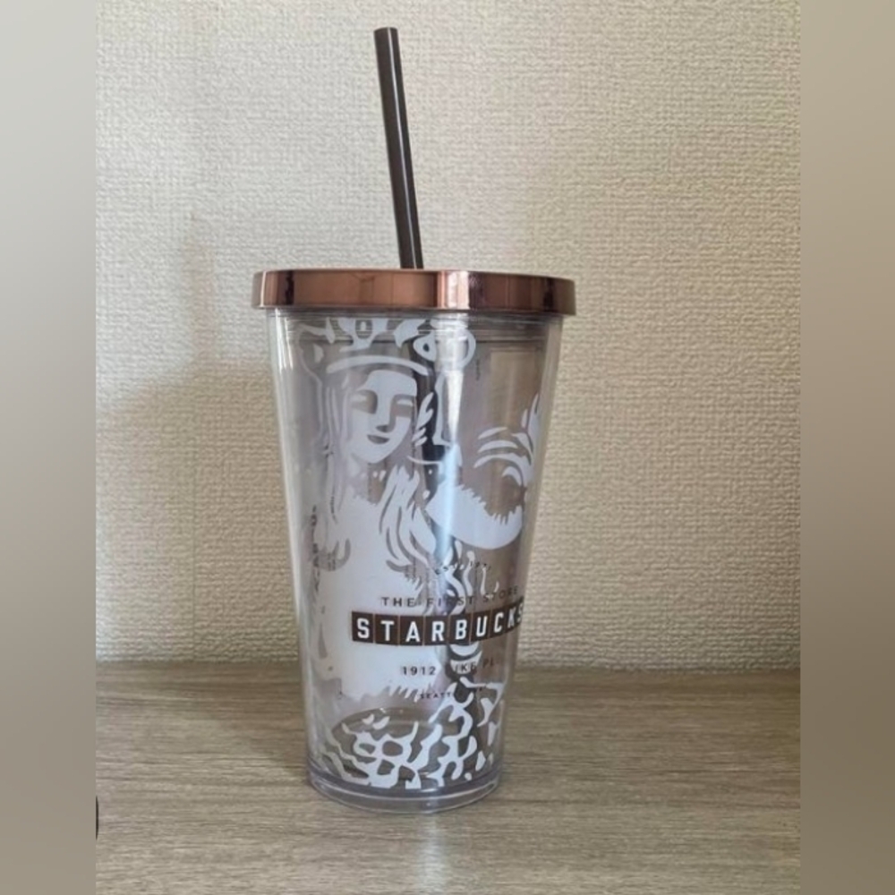 Starbucks Clear and Gold Tumbler